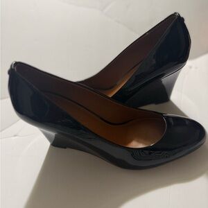 Coach Rileigh Black Patent Leather Wedges size 7